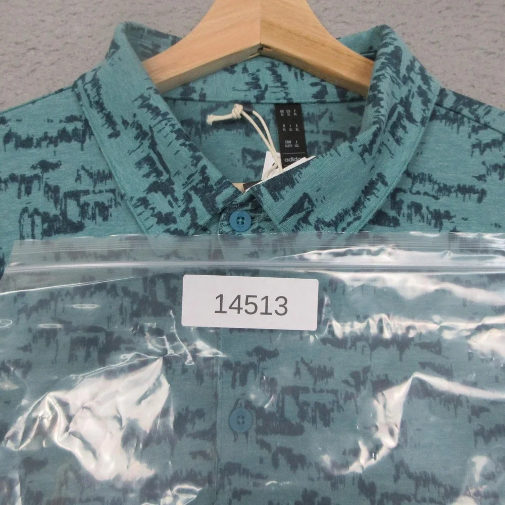 Adidas Go-To PRT Polo Golf Shirt Mens XL Blue Abstract Print Stretch Performance